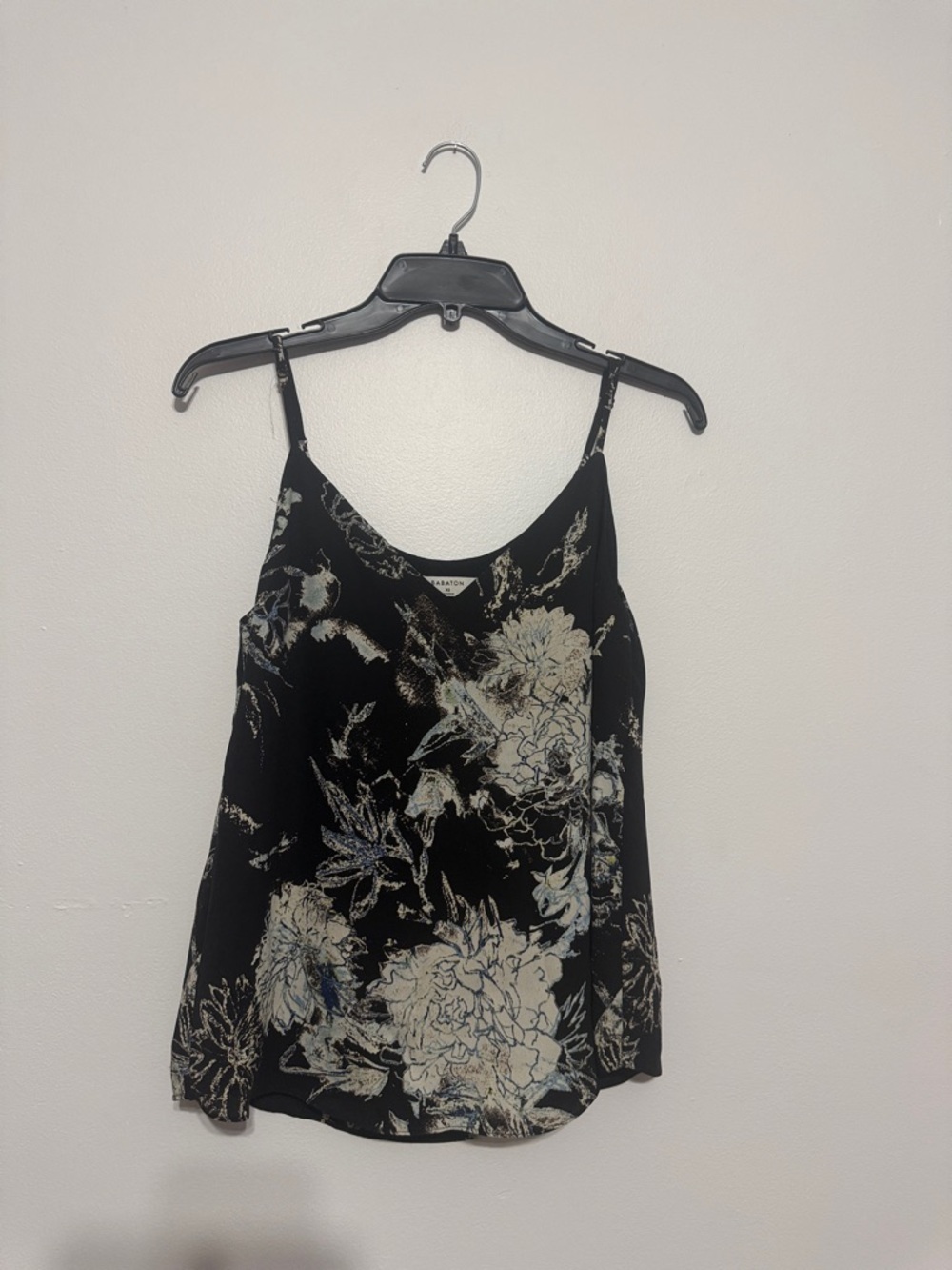 Babaton Black Floral Slip Cami with Cream and Light Blue Accents
